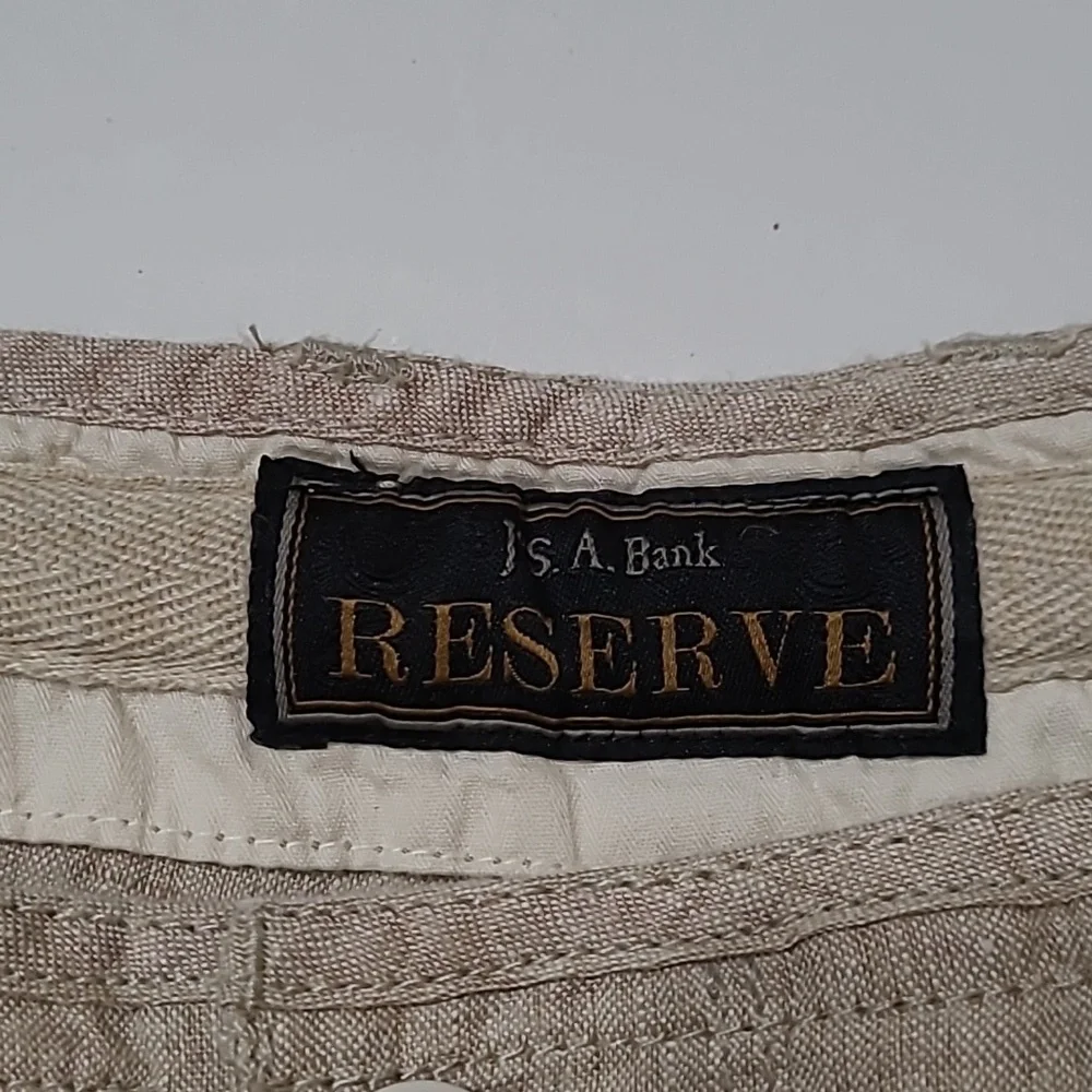 Jos A Bank Reserve Collection 100% Linen Light Khaki Pants size 42x32